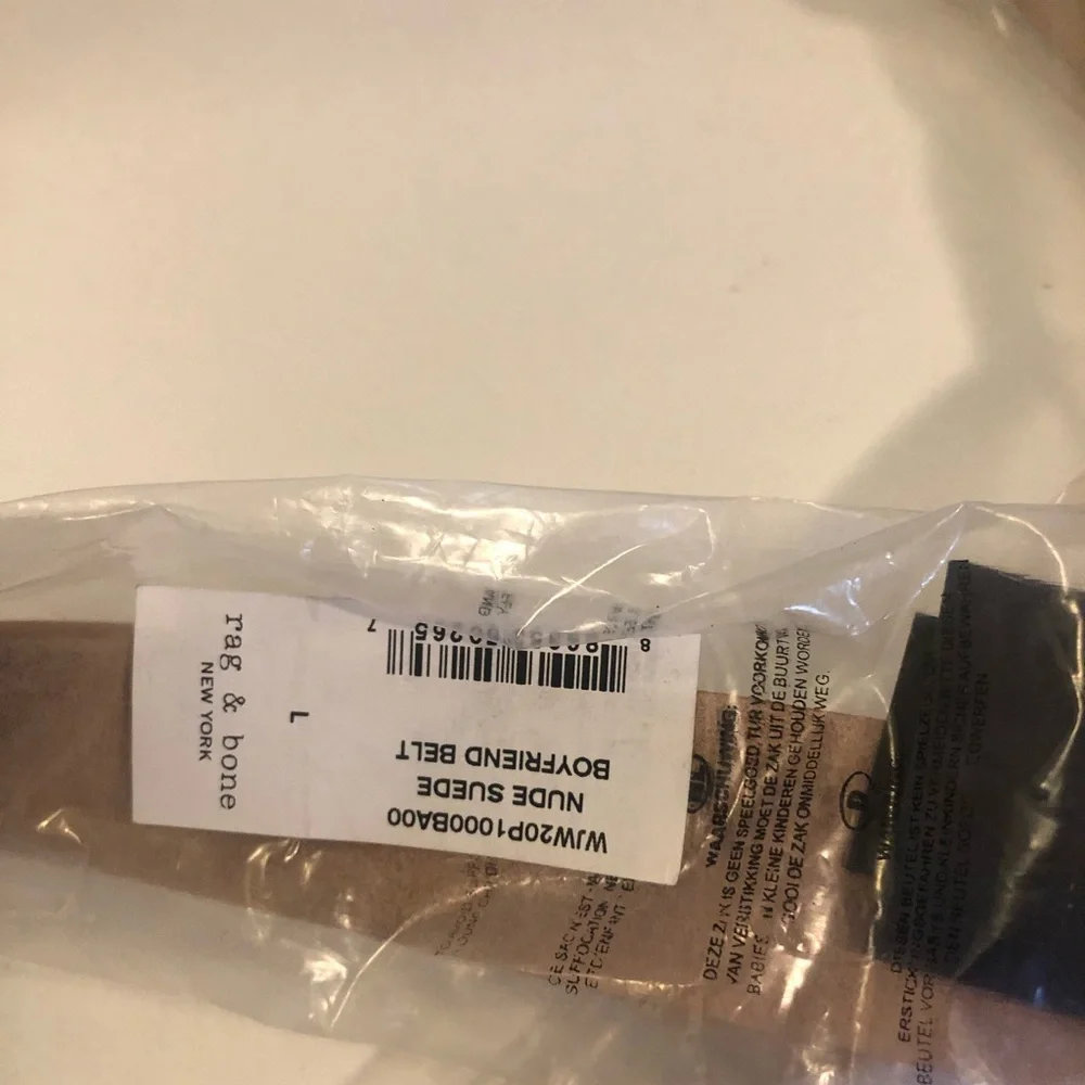 NWT $160 Rag & Bone Suede Boyfriend Belt, Nude, L